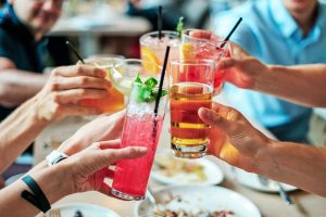 Group of people doing cheers